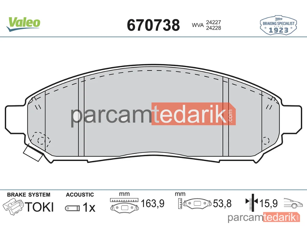 670738 | Fren Balatası — Nissan Pathfinder III, Nissan Navara NP300, Nissan Leaf
